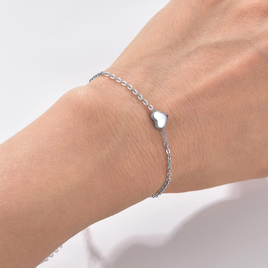 18K Gold Minimalist Heart Bracelet - Stainless Steel