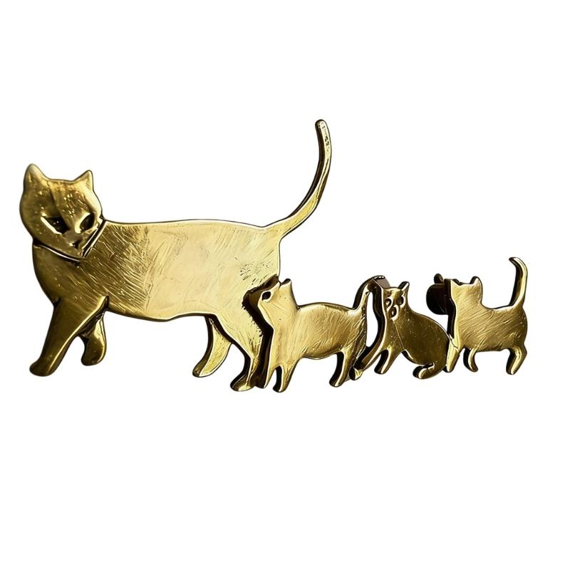 Adorable Cats Family Brooch Elegant Alloy Animal Pin For Casual Outfits And Formal Wear Gift For Cats Lovers