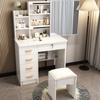 Compact Modern Makeup Dressing Table with Sliding Mirror and Integrated Storage