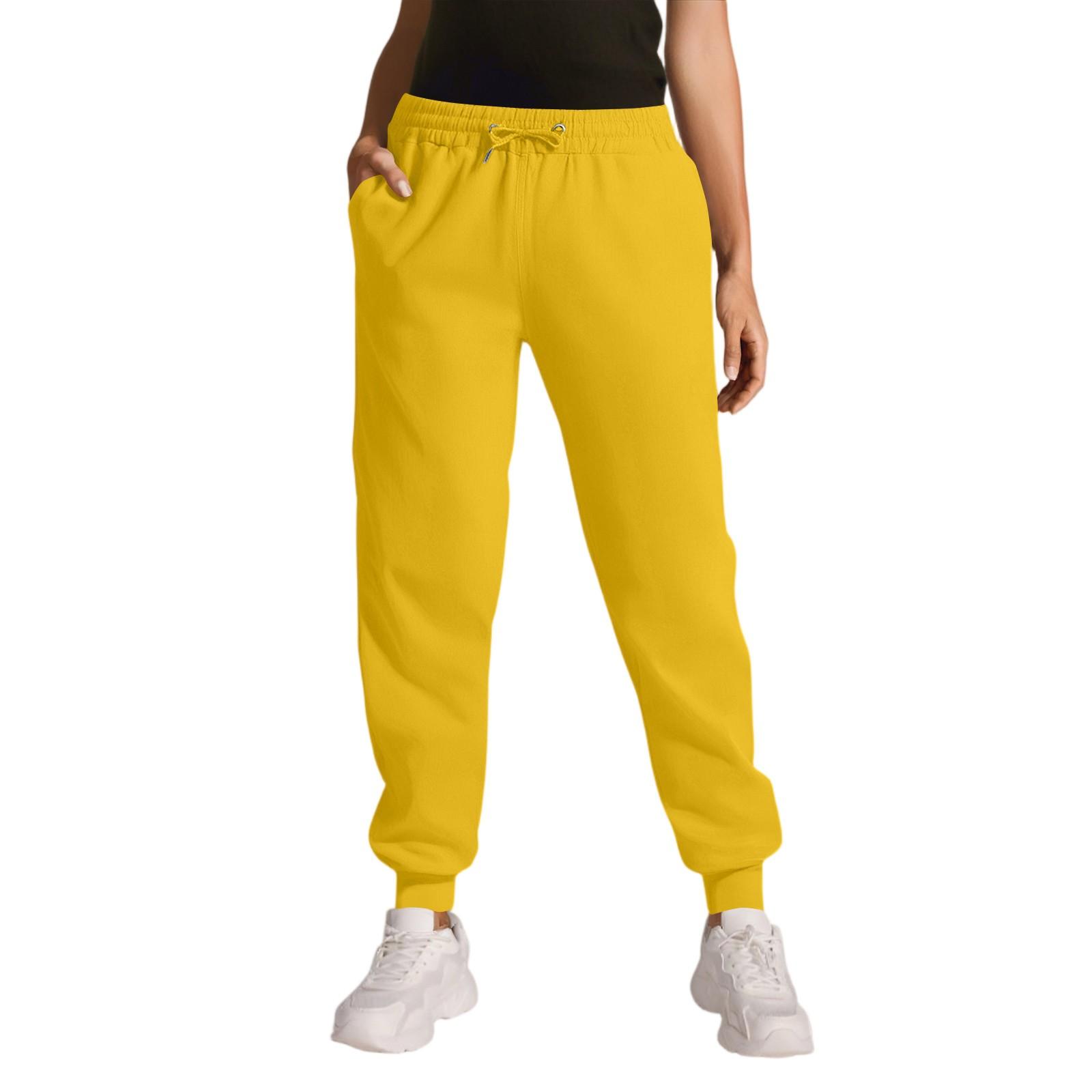 

Спортивные брюки-карго для женщин, спортивные, однотонные, с карманом на шнурке, повседневные спортивные брюки XL жёлтый