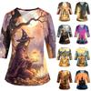 Women's Halloween Costume Top V-Neck Pockets Side Slit Three-Quarter Sleeves