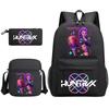 Cartoon Print School Backpack Set Teens Shoulder Bag Pencil Case Bookbag Oxford Fabric Ergonomic Straps