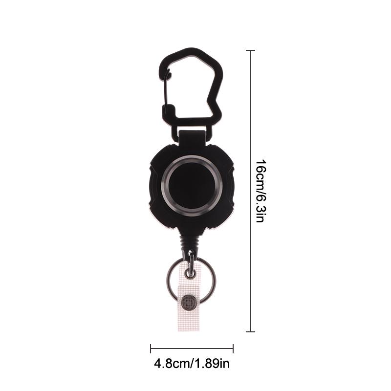 Retractable Badge Holder Heavy Duty Badge Clip Carabiner Keychain ID Card Holder Outdoor Steel Wire Rope Buckle Spring Keyring