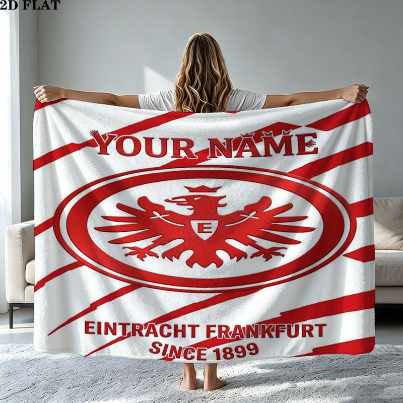 1PC Eintracht Frankfurt Custom Name Patterned Flannel Blanket Suitable For All Seasons for Home Decor Warmth and Comfort Gifts Holiday Present