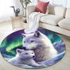 Weißer Wolf Runder Teppich, Teppich für Wohnzimmer Schlafzimmer Sofa Spielzimmer Dekor, Rutschfeste Bodenmatte