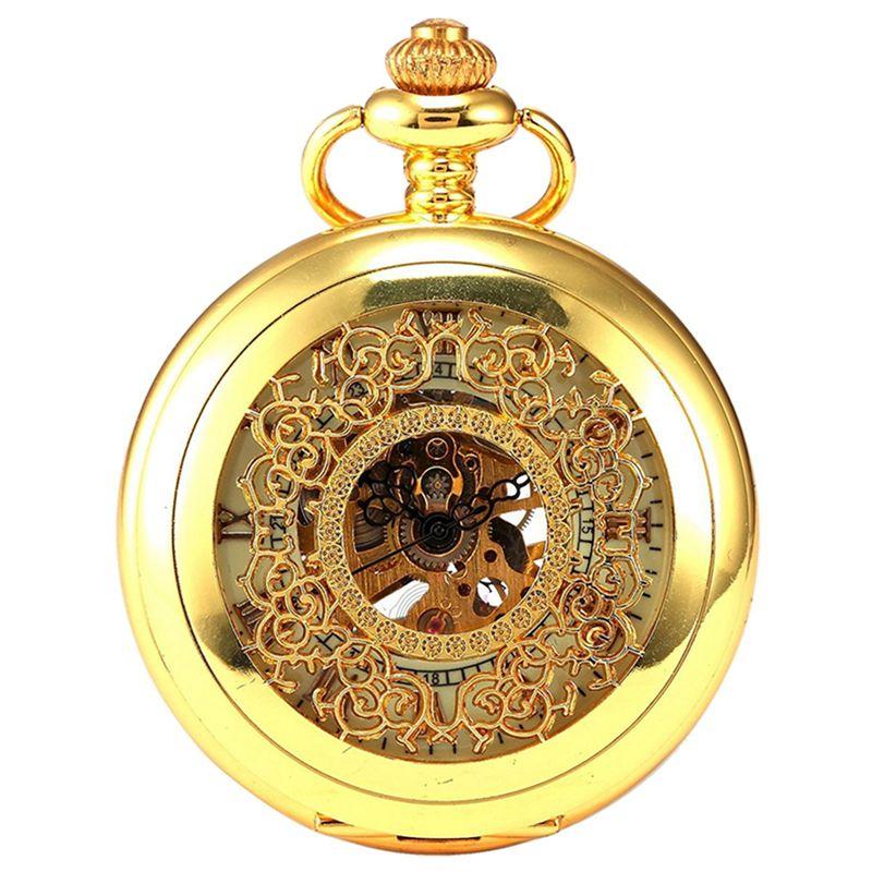 A95D-2X Luxury Golden Luminous Mechanical Pocket Watch