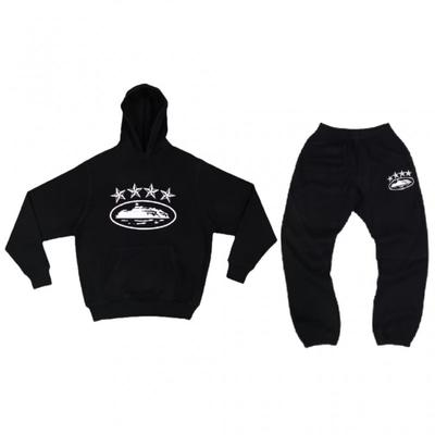 Conjunto de Moletom Oversized Unissex Streetwear Estampado Conjunto de Treino Calça Casuais