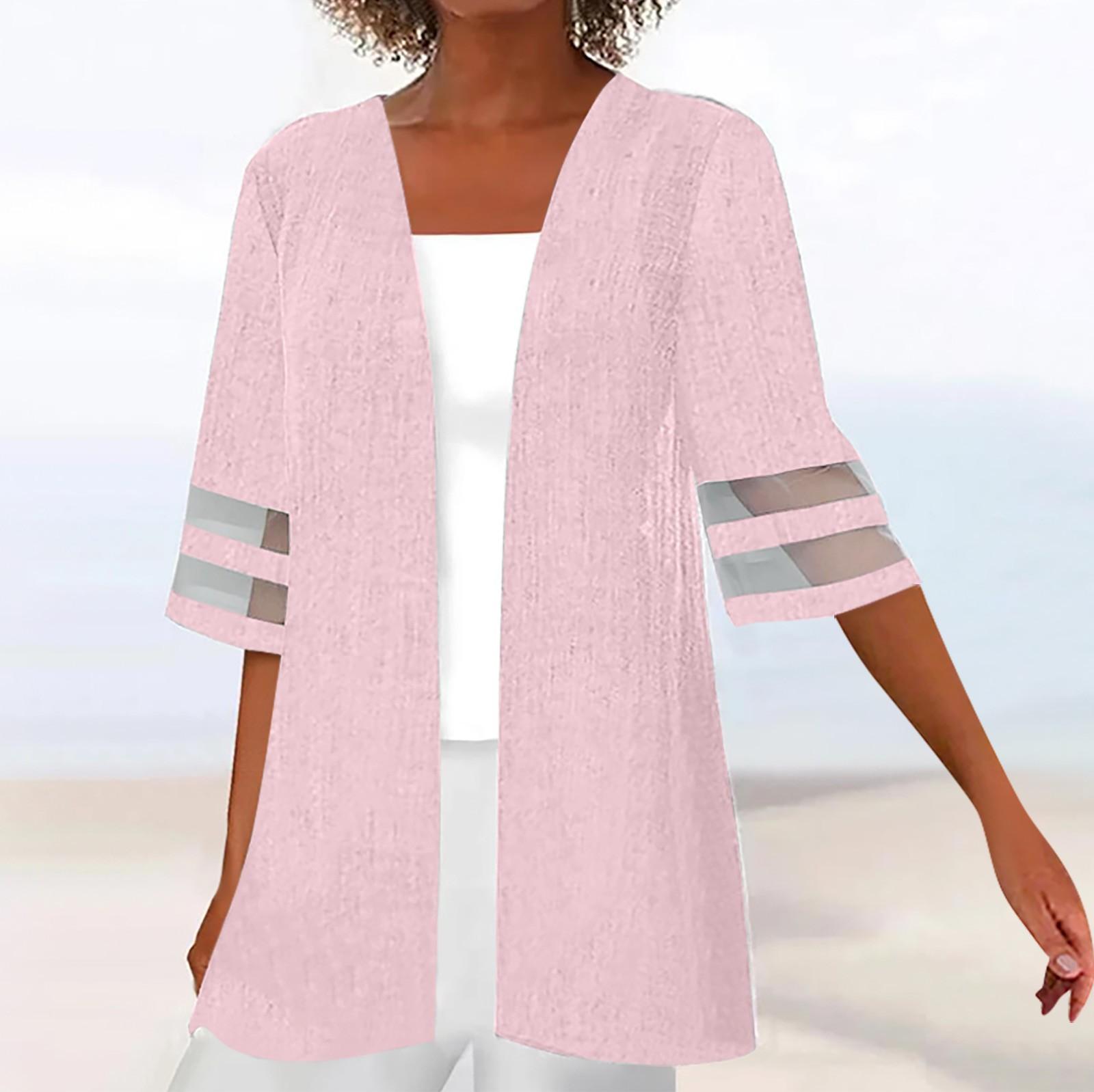 

Женская рубашка, блузка, верхняя одежда, однотонная, с рукавом до локтя, повседневная, праздничная, базовая, кружевные топы M розовый