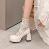 Fashion 2024 High Quality Women's Shoes Spring and Autumn Fashion Solid Color Round Toe One-line Buckle Women's Super High Heels