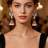 Bohemian Ethnic Pearl Bell Tassel Earrings - Retro Exotic Scenic Style