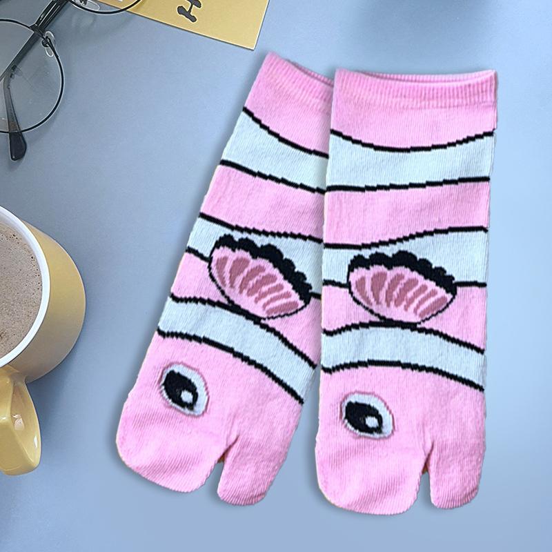 

Cartoon Cute Creative Split Toed Clownfish Mid Socks Weat Anti Odor Breathable Soft Socks Ankle Foot Cover Accessories Gift one size рожевий