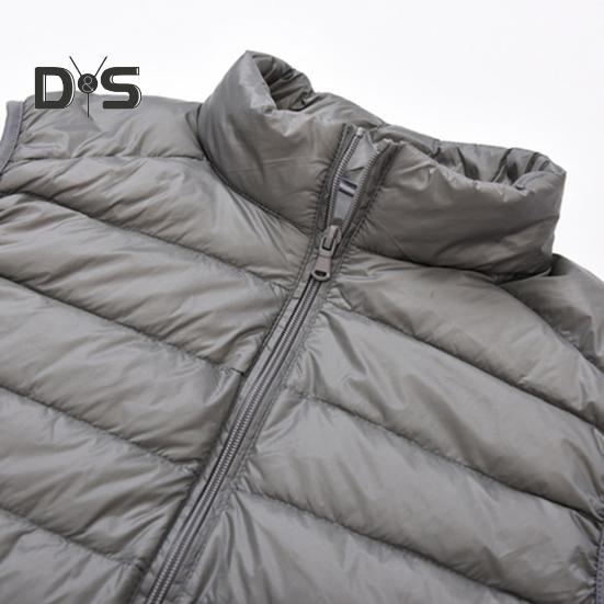 Unisex Down Waistcoat Stand Collar Sleeveless Solid Color Zipper Placket Cotton Vest with Pockets Thin Warm Vest Coat