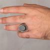 Vintage Men's Handmade Turkish Black Zircon Stone Ring Ancient Silver Color Pattern Ring Trendy Islamic Religious Muslim Jewelry