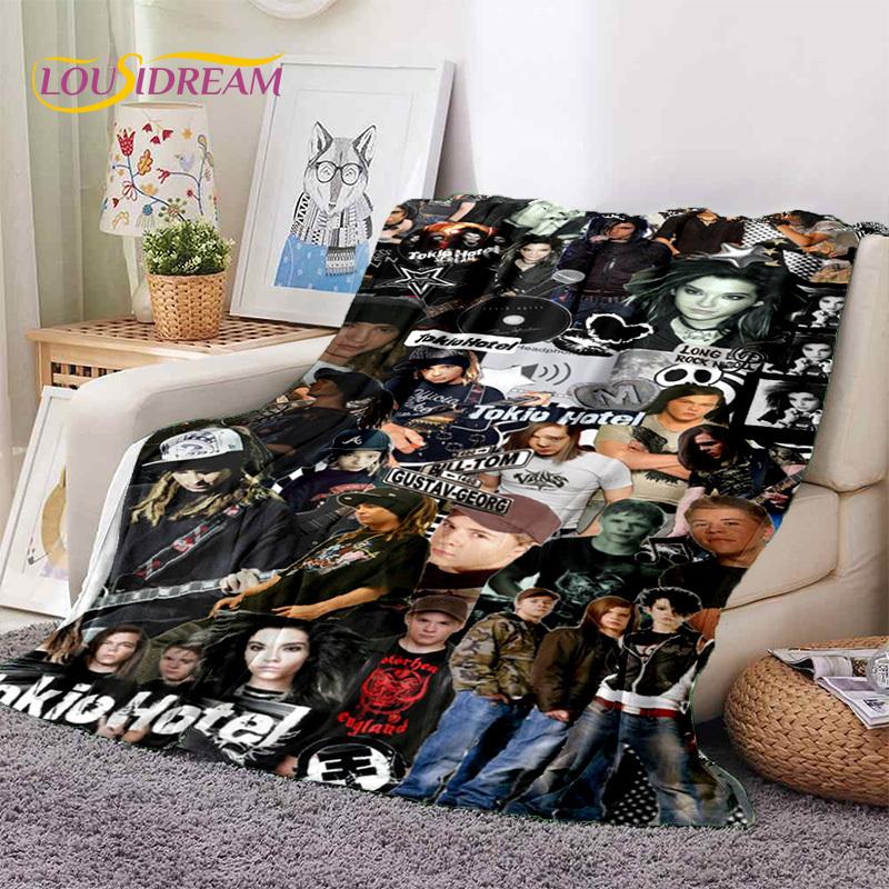 3D Rock Band Tokio Hotel Bill Kaulitz Soft Flannel Blankets,Throw Blanket Comfortable Blanket for Picnic Beds Sofa Home Bedroom