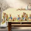 Vintage Easter Bunny Tablecloth Rabbit Eggs Flower Table Flag Cover Happy Easter Decoration For Home Kitchen Dining Table Decor
