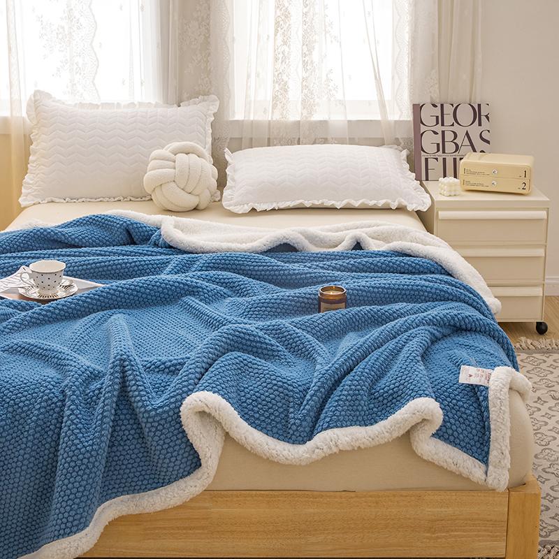 Niebieski w kropki Ciepły Gruby Koc Rzutowy Sypialnia Salon Jednokolorowy Wielofunkcyjny Koc Podróżny Kempingowe Kocyki do Spania
