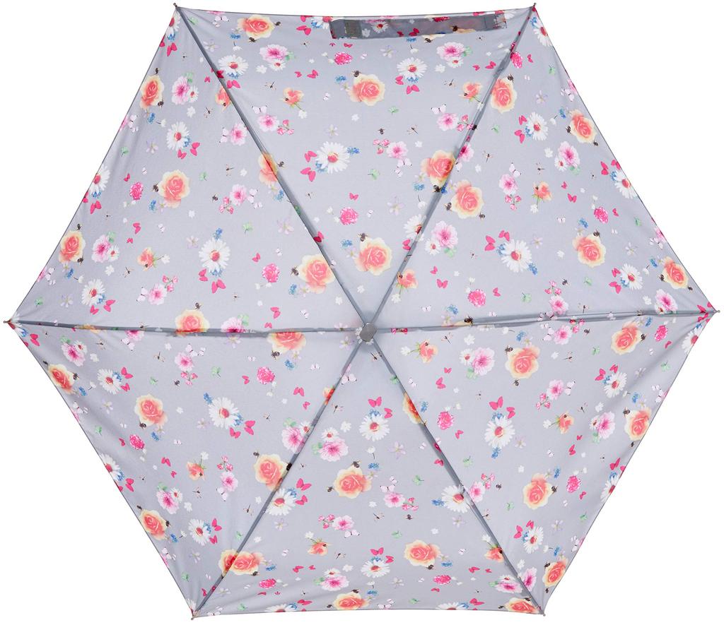 Fulton Mini Folding Summer Sunrise Size F Women's Umbrella, Floral/Light Gray,