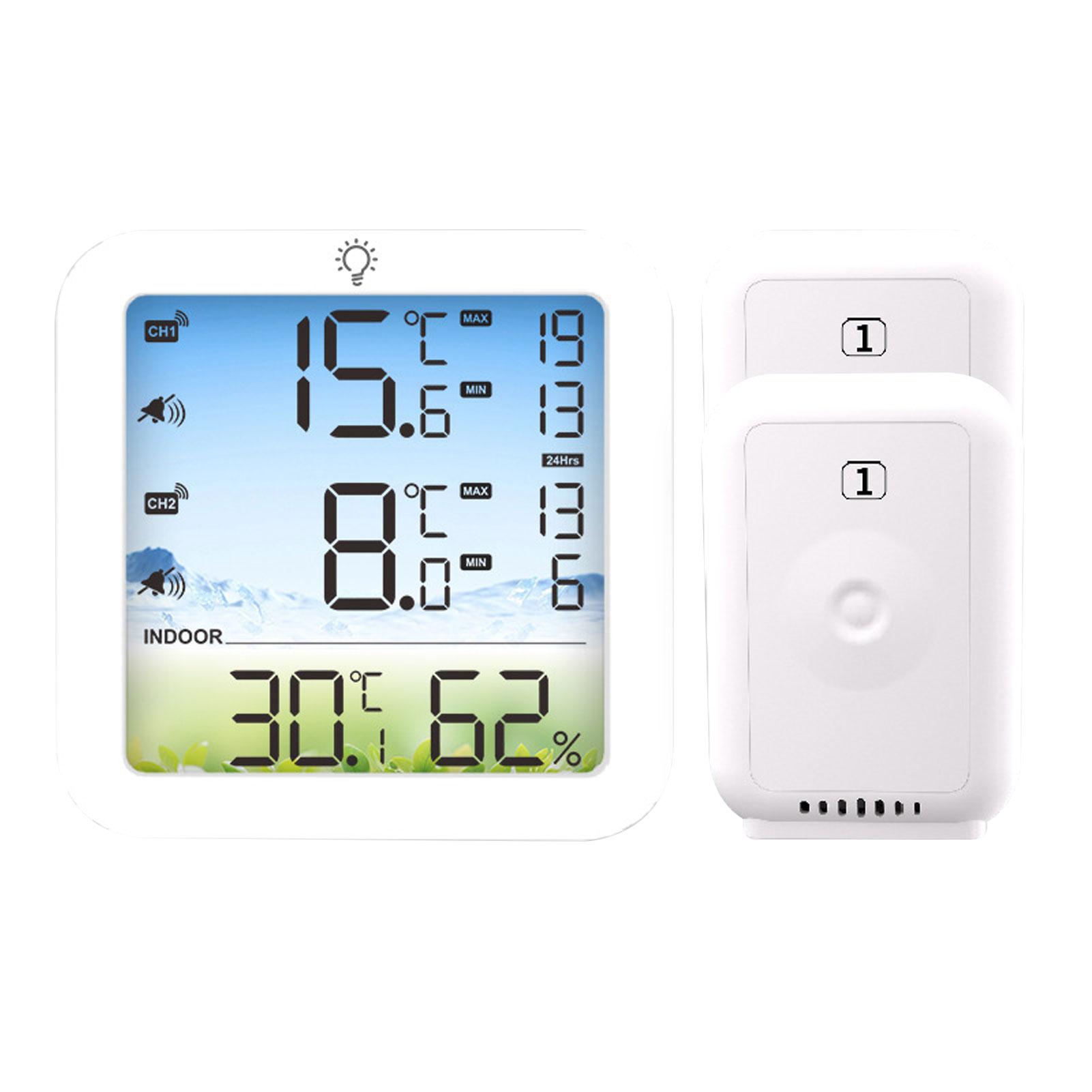 Wireless Digital Thermometer Hygrometer with 328ft Range for Fridge   Indoor Outdoor Large LCD Display Wireless Temperature Sensor