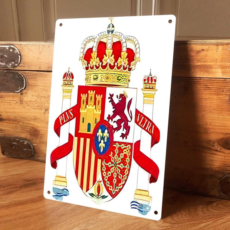 

1 piece of Spanish Royal Coat of Arms Iron Plate Hanging Plaque, European Retro Home Decor, Living Room, Study, Bar Wall Decorat (as the picture,20x30cm)