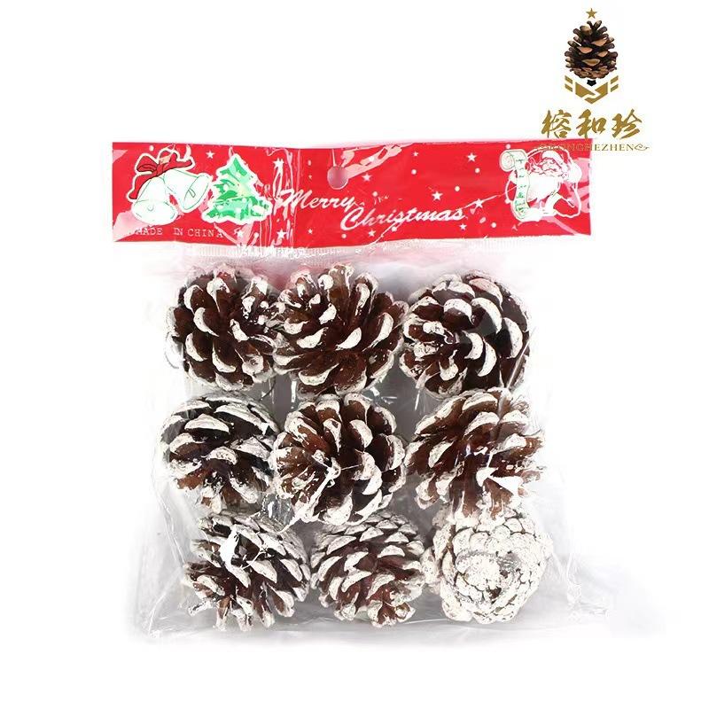 Рождественская елка 3-4 см Золотой Серебряный Шишка Сосновая Башня Рождественская елка Подвеска Украшение Деревянные Украшения Ручная работа DIY Макет Реквизит 1pc белый