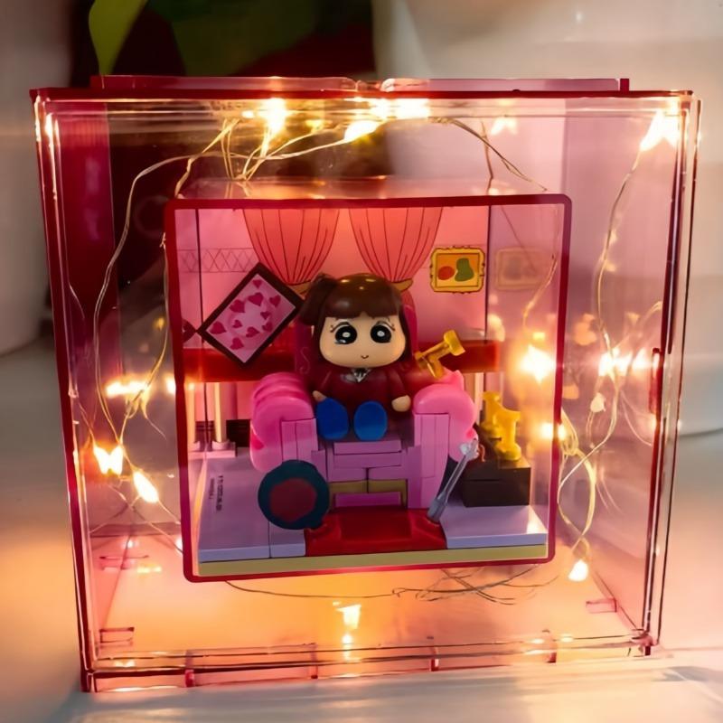 AREAX Crayon Shin-chan Box Floating Block Assembled Building Blocks Toy Model Cartoon Desktop Decoration Holiday Gift