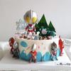 Cartoon Superhero Vs. Dinosaur Cake Toppers: Kids' Birthday Decoration Set