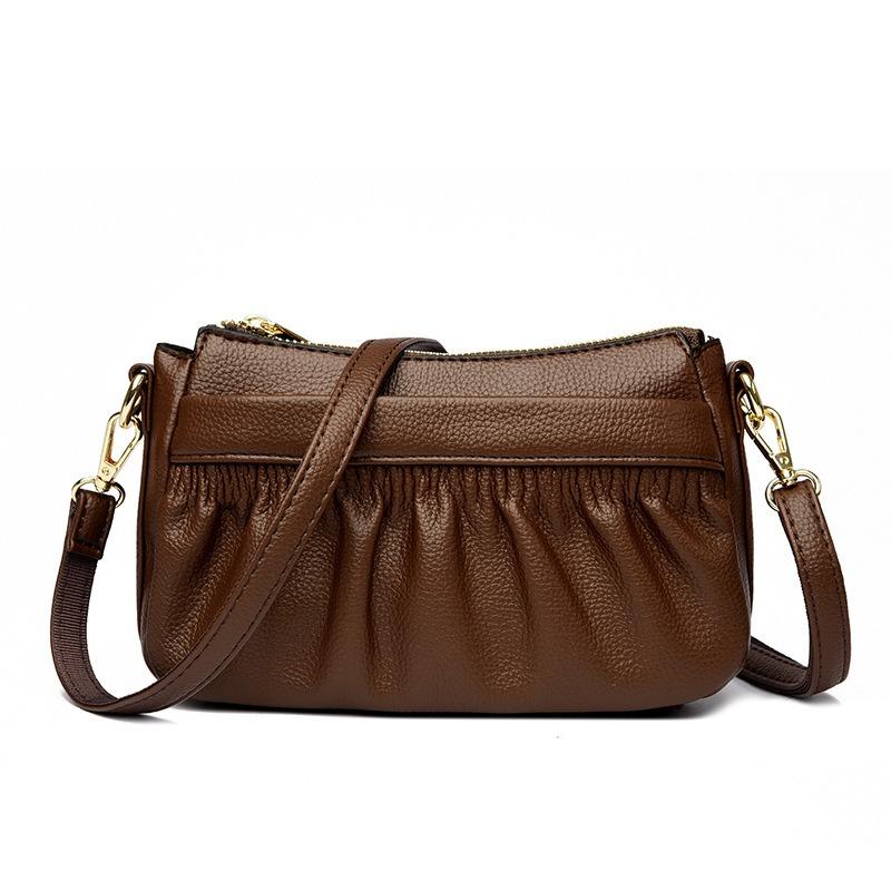 Soft Leather Medium Mother Bag Women's New Fashion Women's Messenger Bag Pleated Shoulder Bag