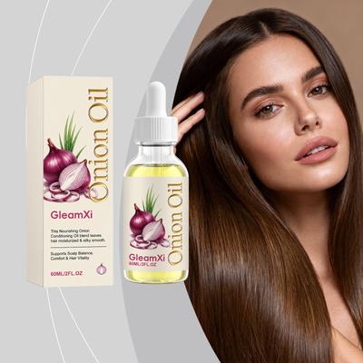 GleamXi Onion Hair Oil 60ml, Nourishing Conditioning Oil for Scalp & Dry Hair, Lightweight Serum, Moisturize Hair, Boost Shine for All Hair Types