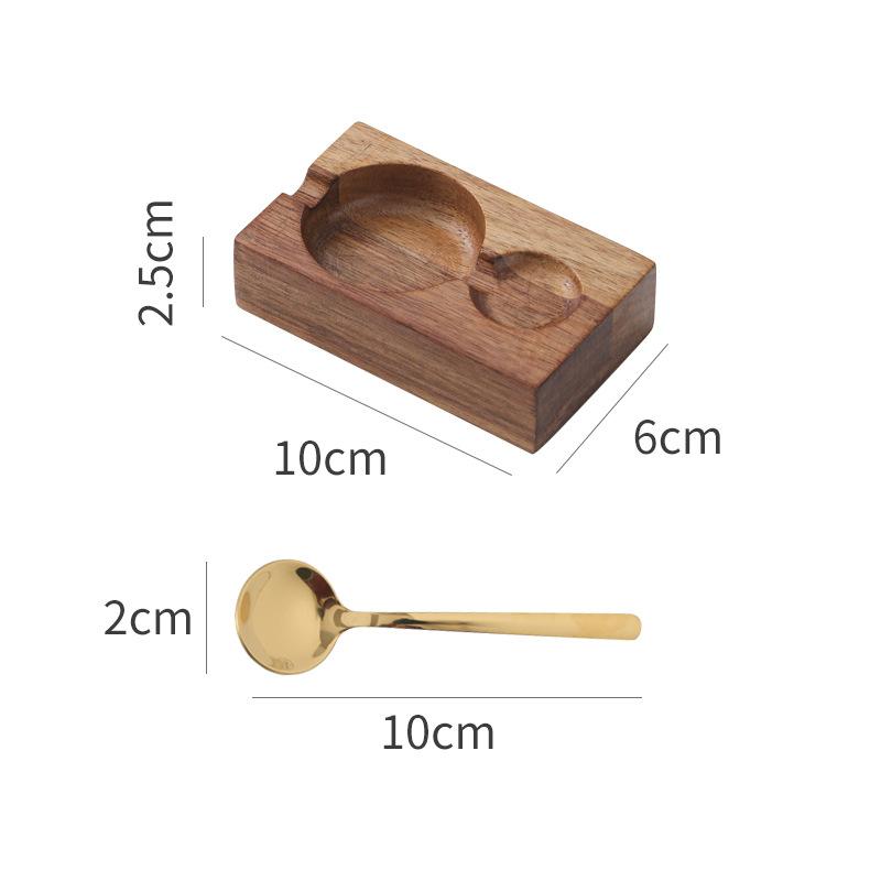 

Natural Solid Wood Condiment Tray, Compartmented Serving Dish with Spoons for BBQ Dipping Sauces and Table Organization
