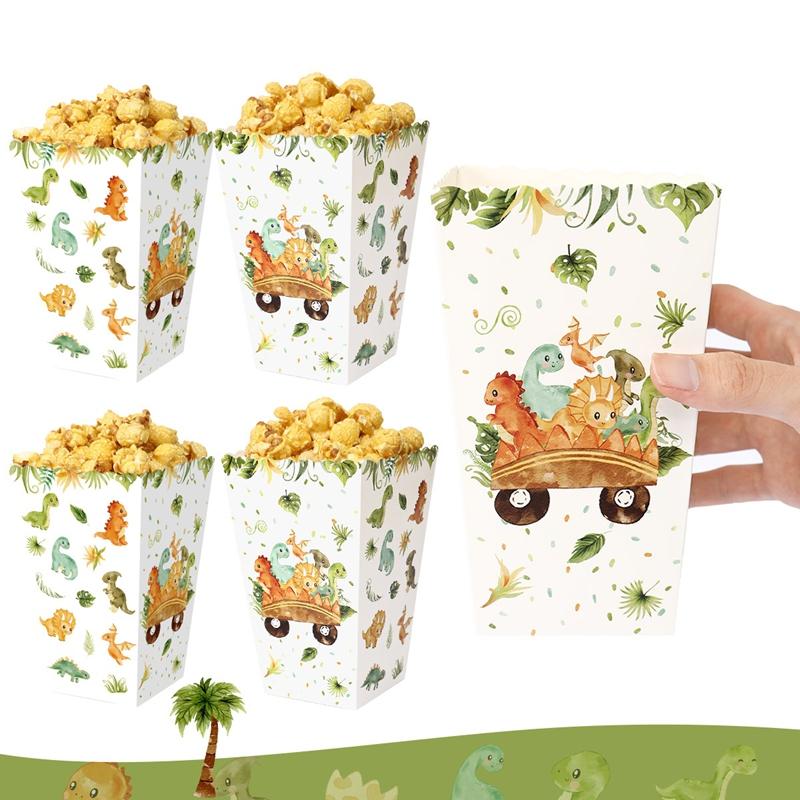 Dinosaur Theme Party Popcorn Boxes Candy Box Dinosaur Party Decor Birthday Baby Shower Kids Boys Jungle Birthday Party Supplies