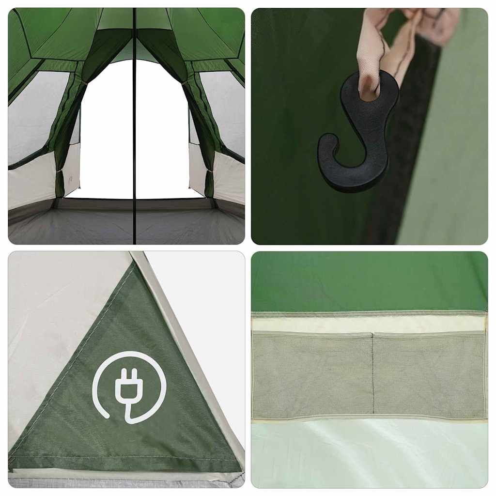 8 Person Teepee Tent with Roof Green 720 x 465 x 295 cm