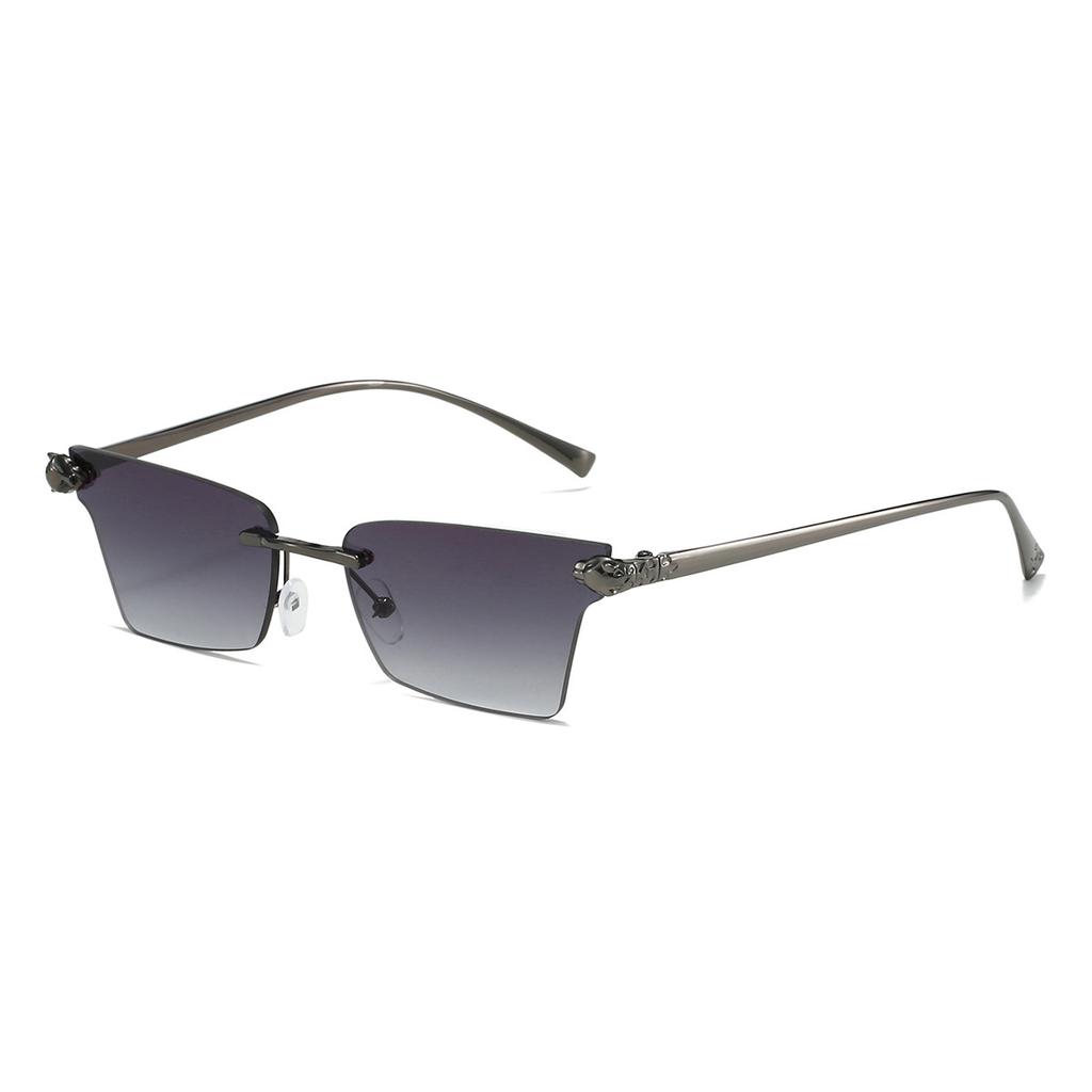 Randlose Cat-Eye-Sonnenbrille Damen Stilvoll Vintage Farbverlauf Mehrfarbiges Glas Ins Trendige Luxusmarke Designer Sonnenbrille