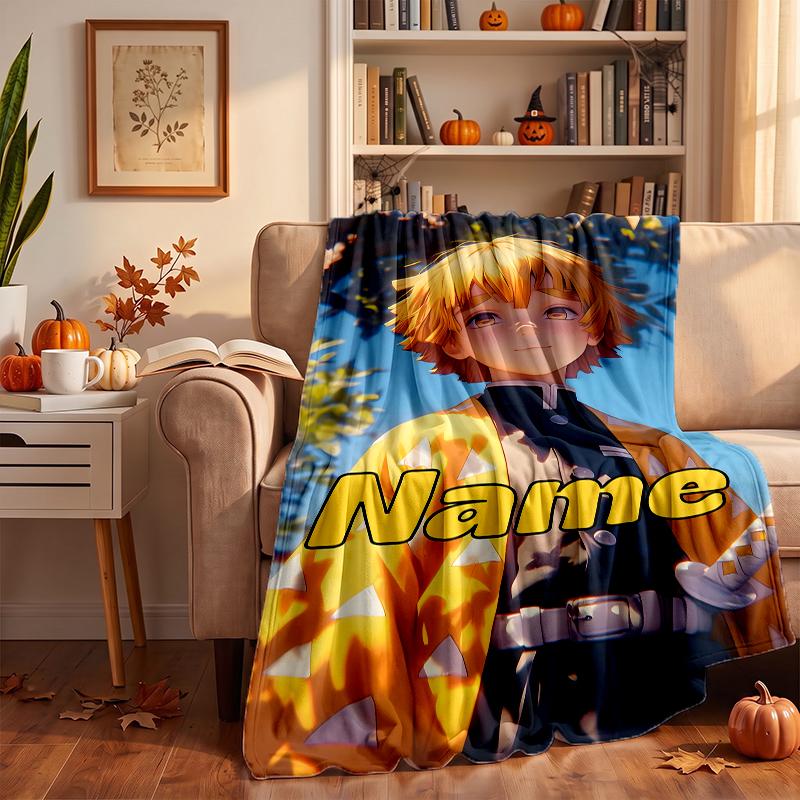 Zenitsu Custom Flannel Blankets Soft Warm Cozy Throws for Home Decor Holiday Gifts