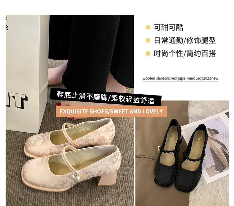 New Chinese shoes women's thick heel single shoes spring cheongsam shoes 2025 new models with horse face skirt versatile high heels