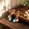 Popular Double Water Drop Hand Painted Enamel Color Earrings Diamond Alloy Earrings Daily Versatile Personality Temperament Earrings