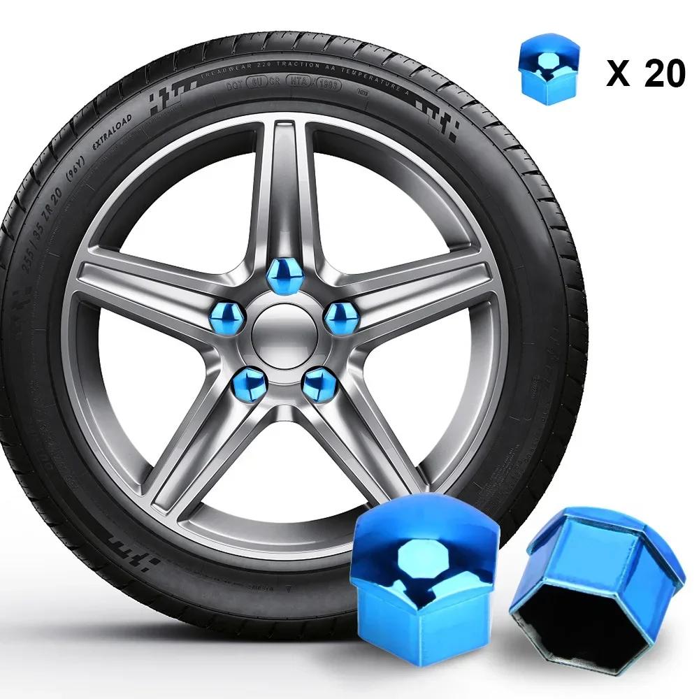 20 Pcs Car Wheel Nut Caps Protection Anti-Rust Auto Hub Car Tire Screw Caps Nut Bolt Covers Caps Exterior Decoration 17/19/21 Mm