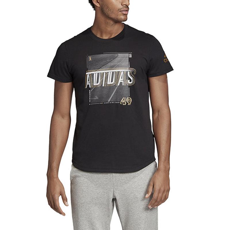 Adidas T Shirts Men's Black Crew Neck Moderate Straight Fit ED7258