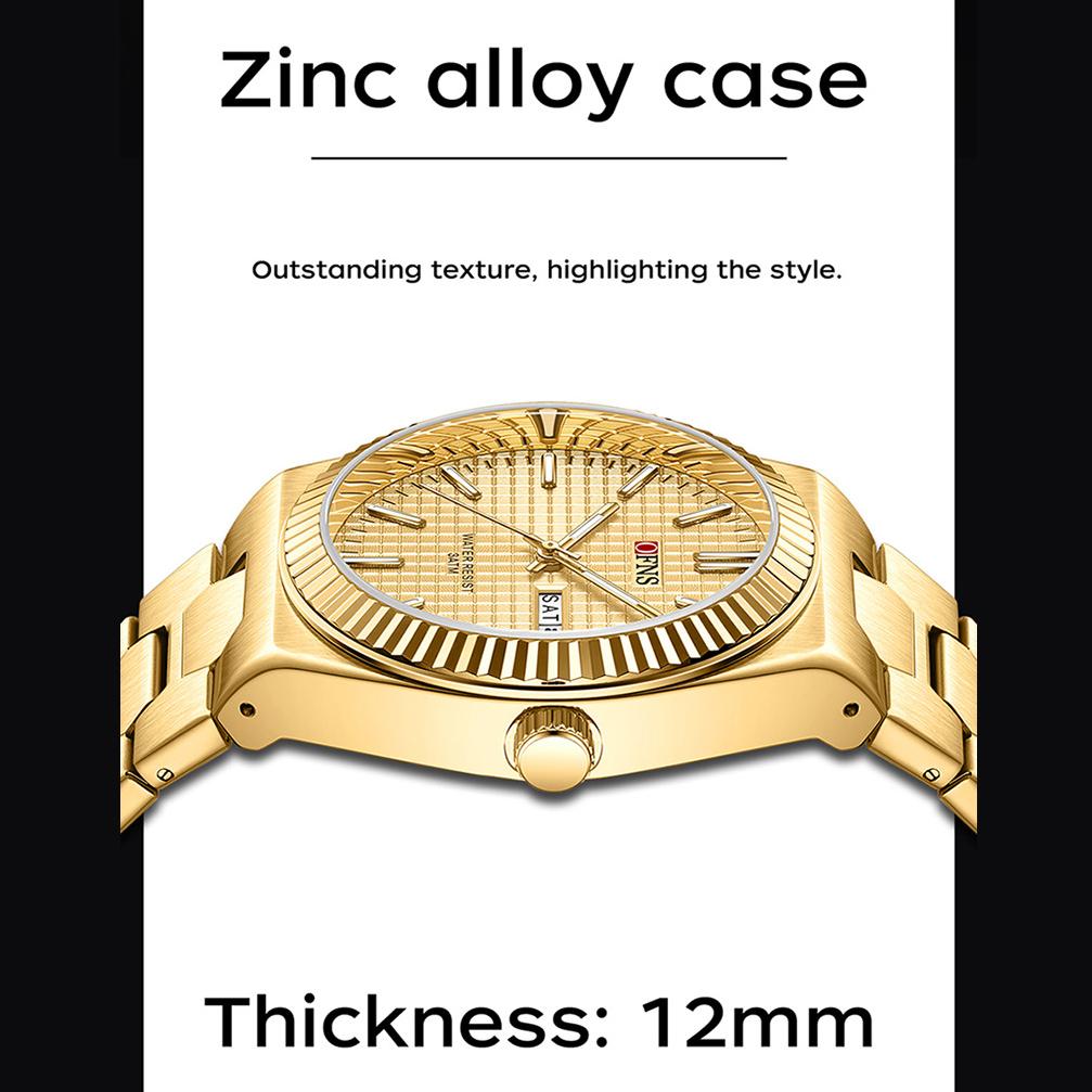 Waterproof Mens Analog Quartz Watches Steel Bracelet Dress Watch, Luminous Dual Day Date Display Wristwatches