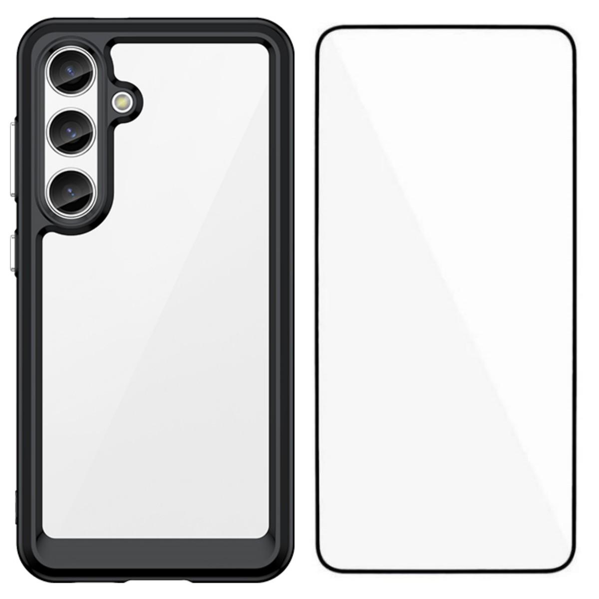 

Для Samsung Galaxy S25 Чехол для телефона WANLONFENG Серия XC ТПУ Акриловая крышка с закаленным стеклом (Большое отверстие для линзы) Black