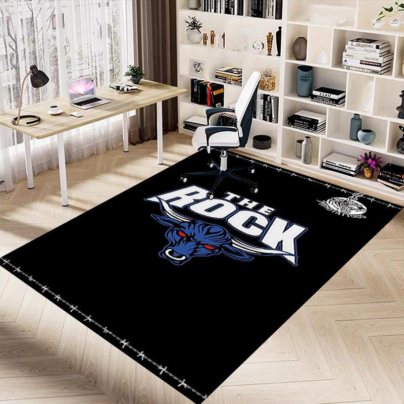 1pc THE ROCK Home Office, Durable Polyester Floor Mat with Easy, Office Decor, Urban Style, Nonslip Backing