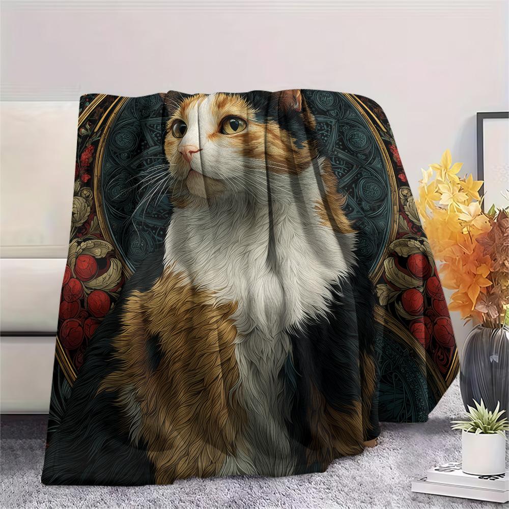 Plush Cats  Print Flannel Blanket, High quality Comfortable for All Seasons, Home Decor, Warmth and Comfort