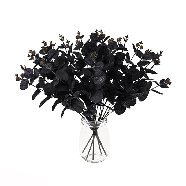 1/10/12Pcs 34cm Artificial Leaf Branch For Halloween And Weddding Party Decoration, Fake Leaf Stems Plant Decoration
