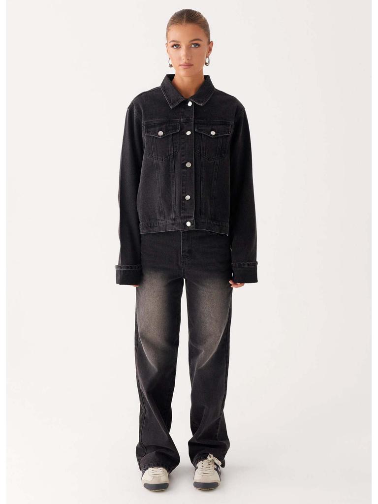 European Lapel Casual Women's Denim Jacket