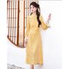 Elegant New Chinese Style Long Sleeve Midi Dress