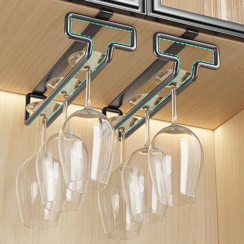 Under Cabinet Hanging Rack Wine Glass Storage Racks Simple Designs Holders Perfect For Bars And Kitchens