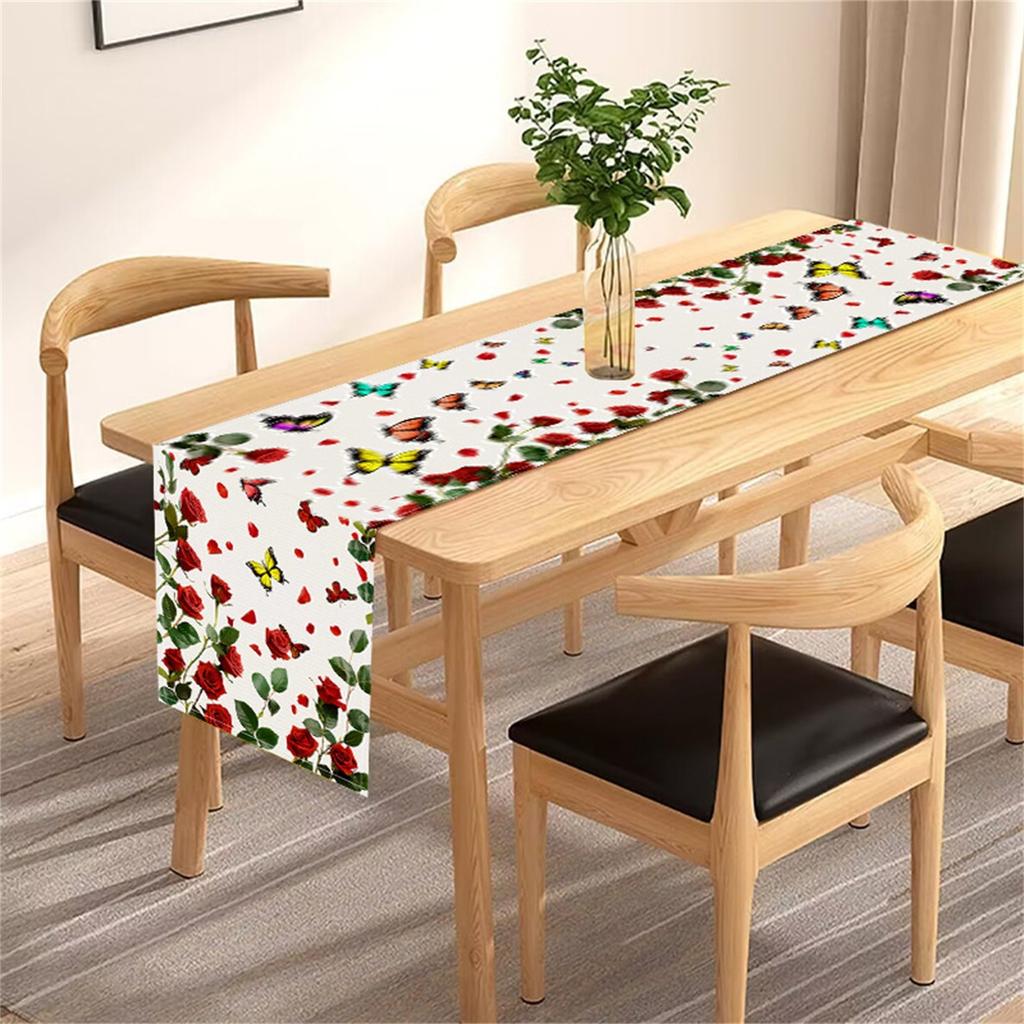 Rozen linnen tafelvlag Valentijnsdag tafeldecoratie tafelkleed kussen tafelkleed huisstof