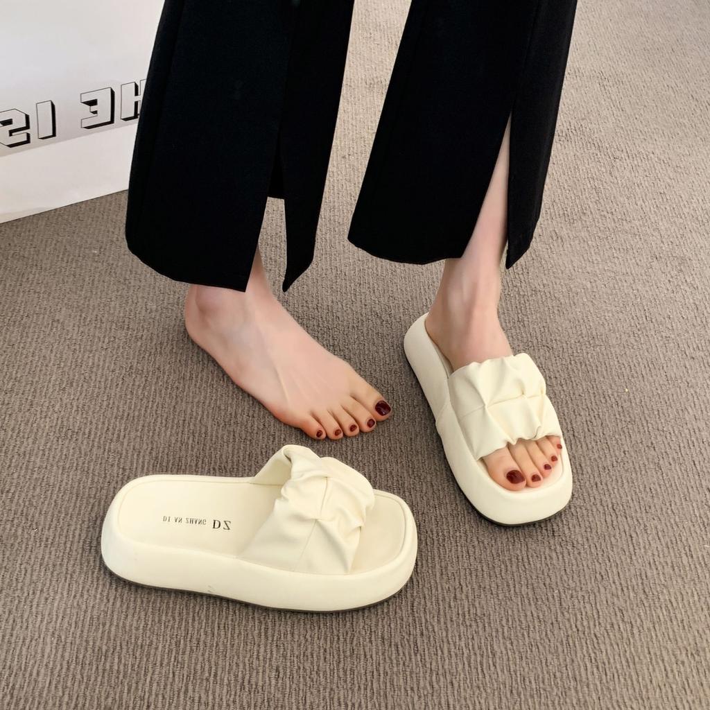 Cool Slippers Women's Summer Wear 2025 New Thick-soled Casual Beach Sandals Fashionable Women's Non-slip One-word Drag for Pregnant Women