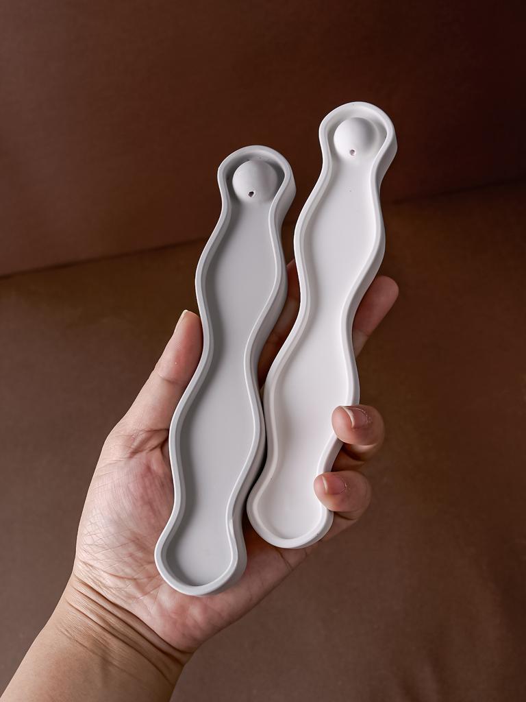 DIY Wave Long Incense Insert Tray Silicone Mold DIY Gypsum Plaster Incense Holder Tray Cement Concrete Clay Molds Home Decor