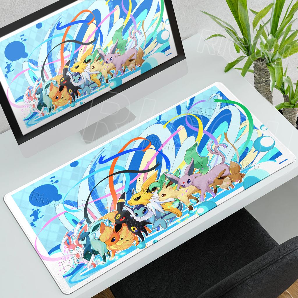 Anime Pokemon Mouse Pad Eevee Glaceon PC Cabinet Mousepad Gamer Keyboard Tablepad E-Sports Desk Accessories Gaming Extended Mat