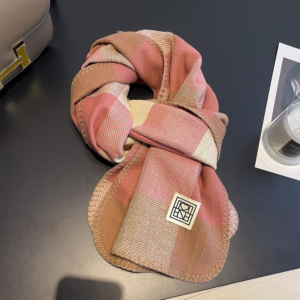 Korean Plaid Scarf Women Winter Classic Warm Imitation Cashmere Scarves Thick Bandana Fashion Luxury Shawl Wrap Bib Neckerchief